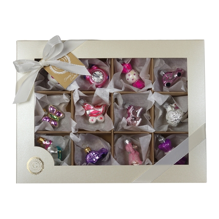 Set of 12 mini ornaments for girls