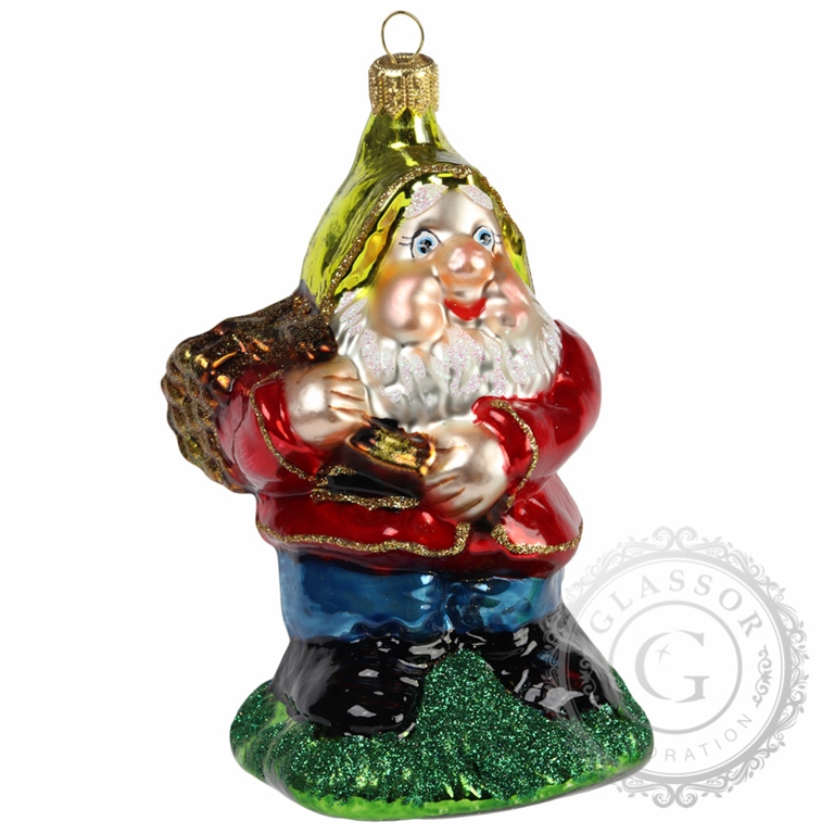 Dwarf with wood Christmas ornament
