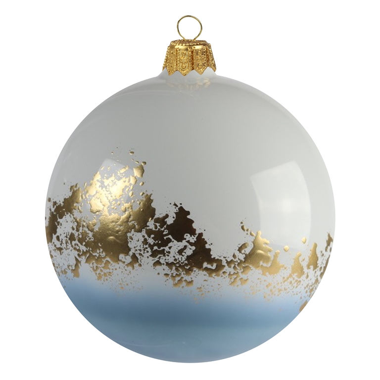Half blue bauble with narrowly scattered gold décor