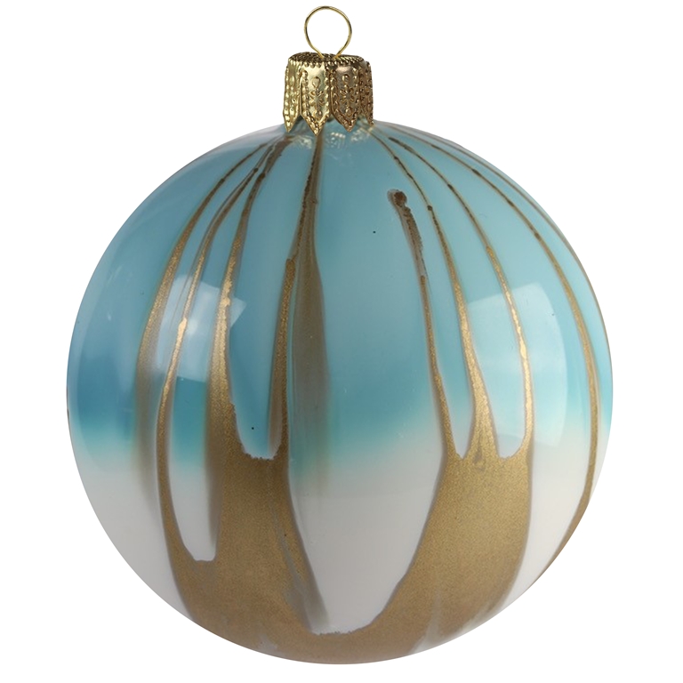 Half blue glass bauble with gold layers