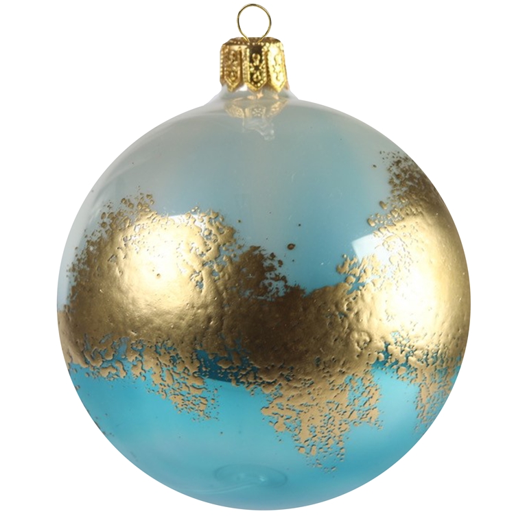 Half blue bauble with widely scattered gold décor