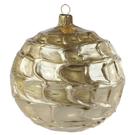 Glass bauble with gold structured décor