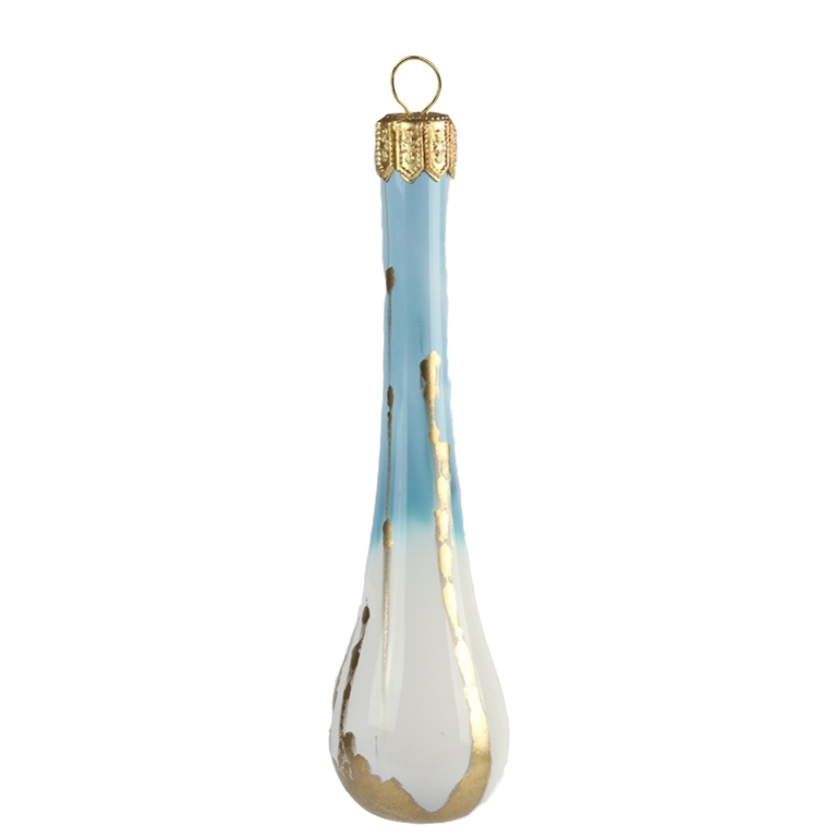 Glass half blue drop with gold layers
