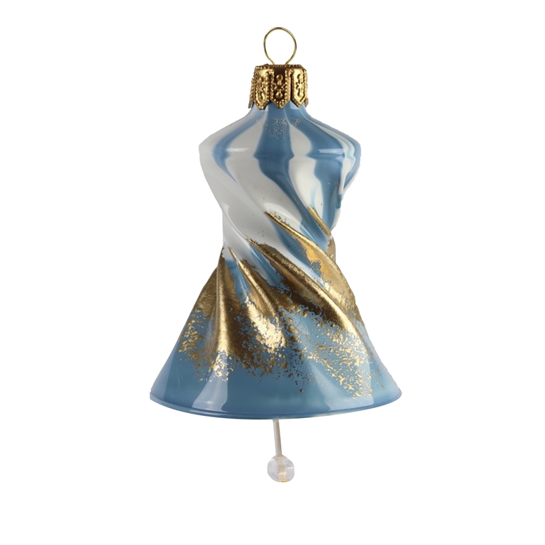 Half blue twisted bell with gold scattering