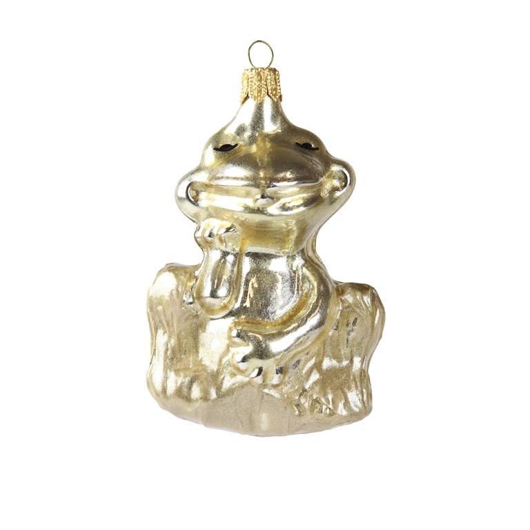Glass gold frog ornament