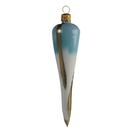 Half blue icicle with gold layers
