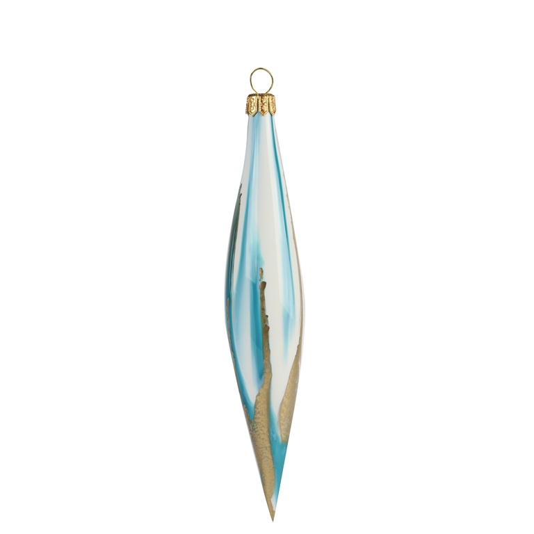Glass teardrop with gold&blue layers