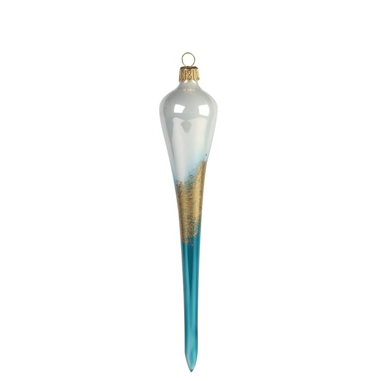 Half blue icicle with scattered gold décor