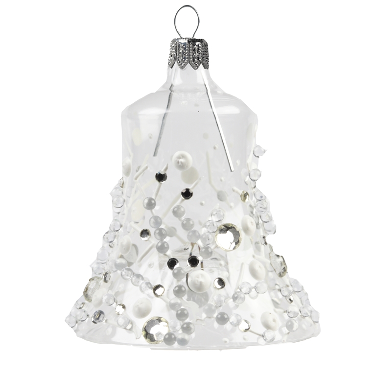 Transparent glass bell with frozen raindrops décor