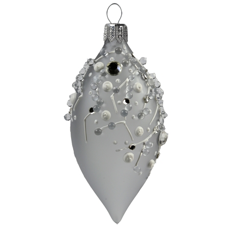 Gray matt glass olive with frozen raindrops décor