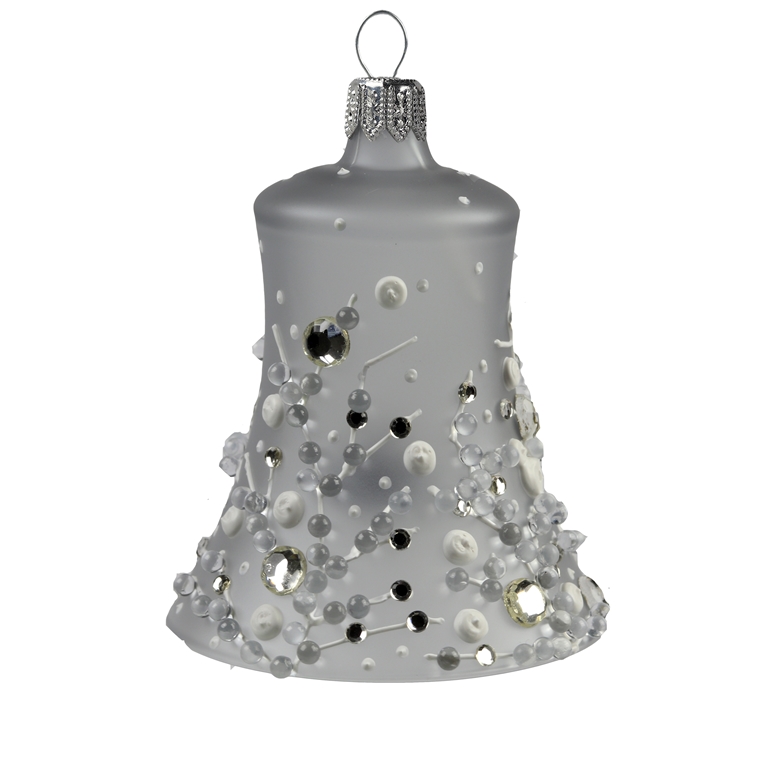 Gray matt glass bell with frozen raindrops décor