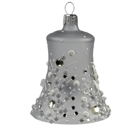 Gray matt glass bell with frozen raindrops décor