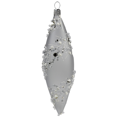 Gray matt glass teardrop with frozen raindrops décor