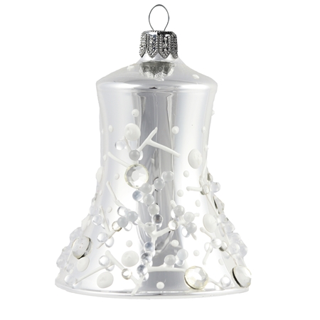 Silver glossy glass bell with frozen raindrops décor
