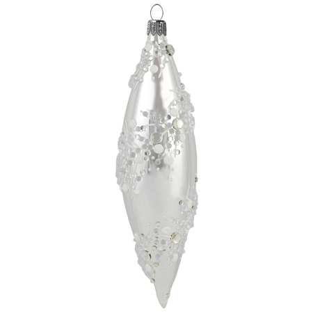 Silver glossy glass teardrop with frozen raindrops