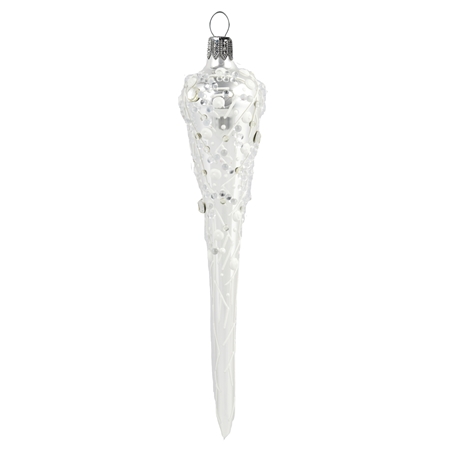 Silver glossy icicle with frozen raindrops décor