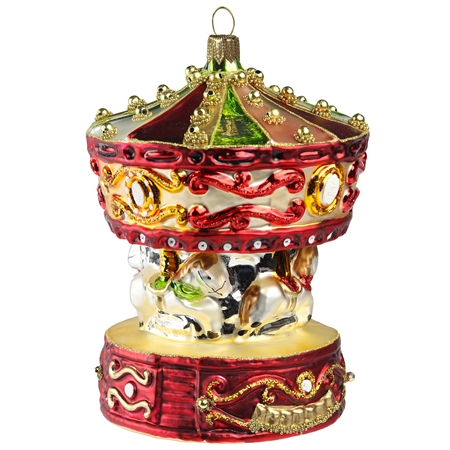 Glass carousel with horses