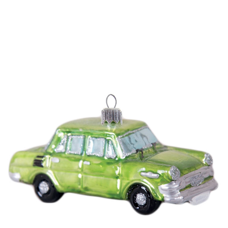 Small green car Christmas ornament