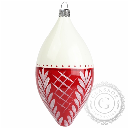 Glass Easter Egg white with red decor