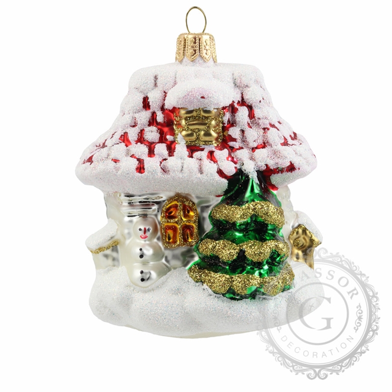 House with snowman Christmas ornament
