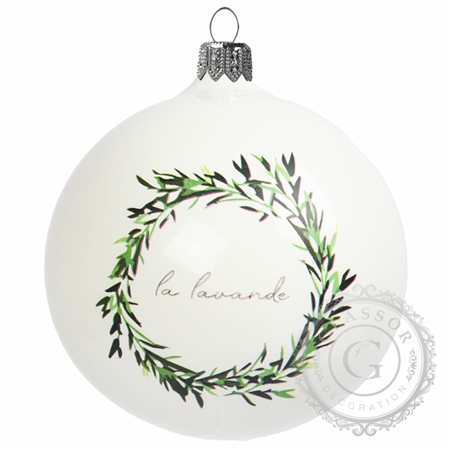 Glass bauble with lavender wreath