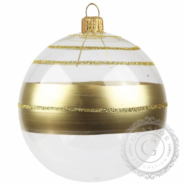Bauble with bronze decor and gold glitter