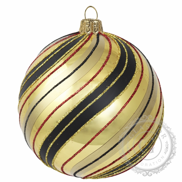 Bauble gold with coloured waves