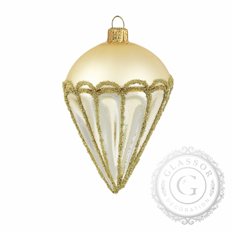 Golden diamond shaped glass ornament