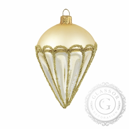Golden diamond shaped glass ornament