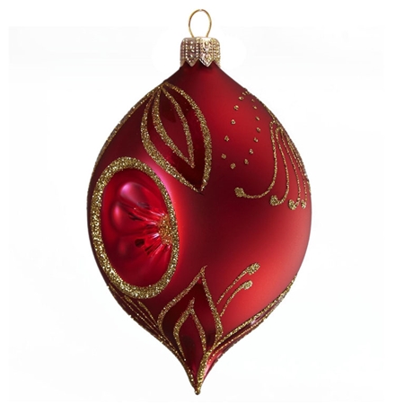 Red olive with a reflector with golden leaves décor