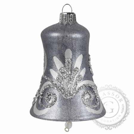 Glass bell silver-gray with floral décor