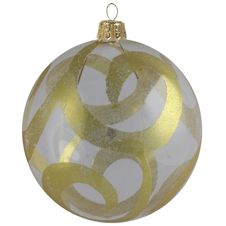 Clear glass ball with golden waves décor