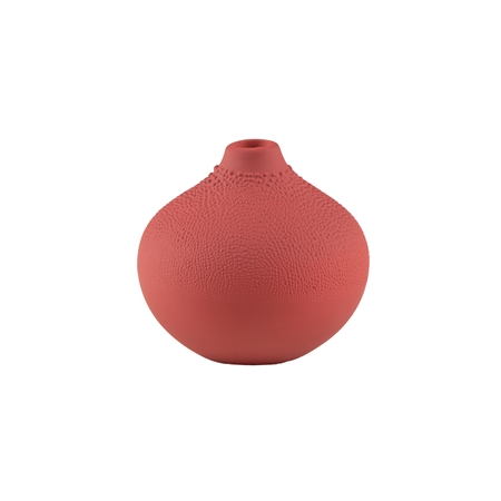 Porcelain vase brick red with droplets