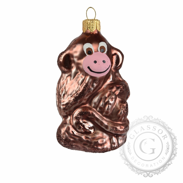 Glass monkey Christmas ornament