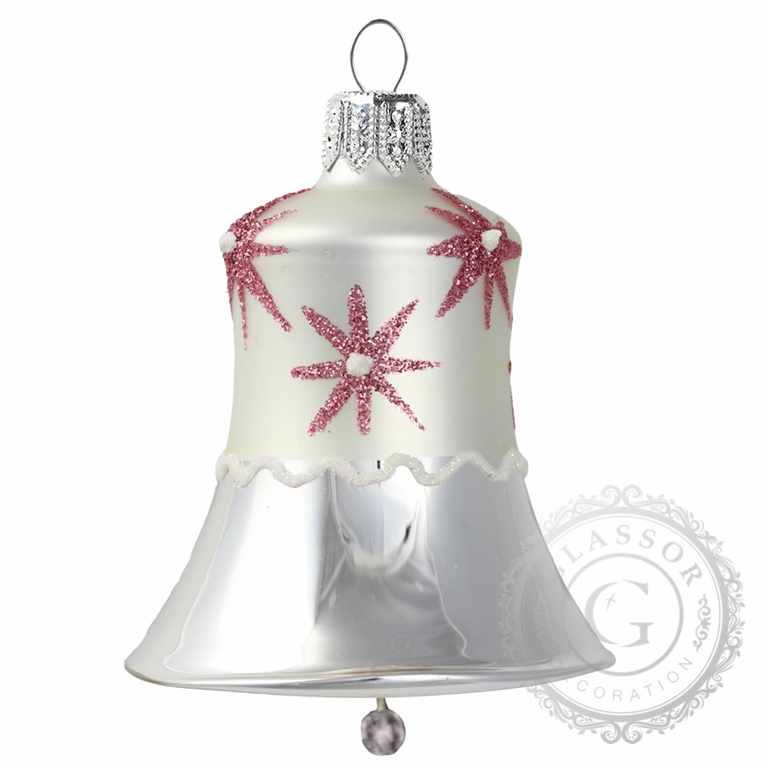 Silver bell with pink flowers décor