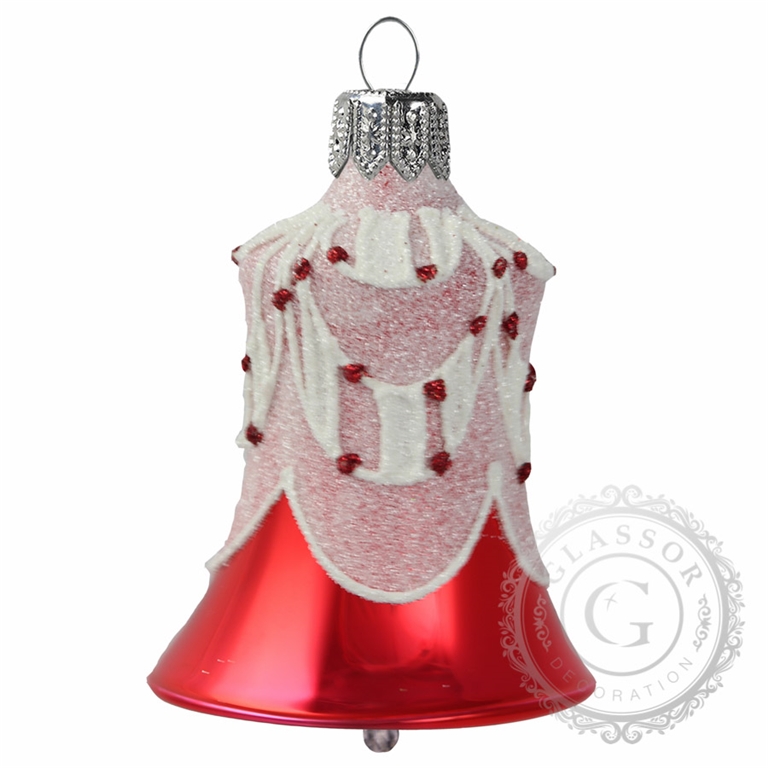 Light red bell with white décor