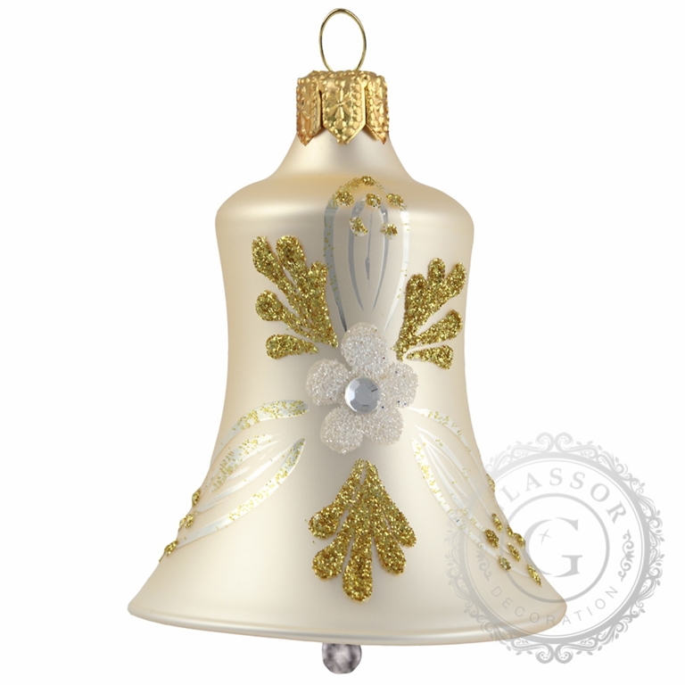 Glass bell creamy with floral décor