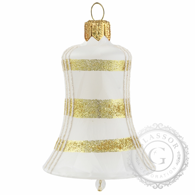 Glass bell ice-effect with golden stripes