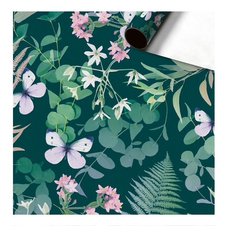 Wrapping paper dark green eucalyptus - roll