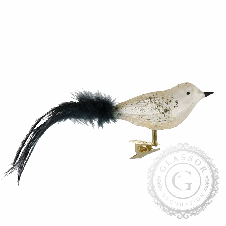 Champagne bird small Christmas ornament
