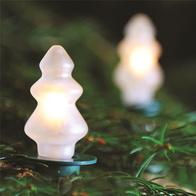 Christmas lights with glass bulbs white trees