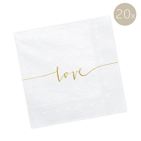 Dinner napkins with golden inscription Love