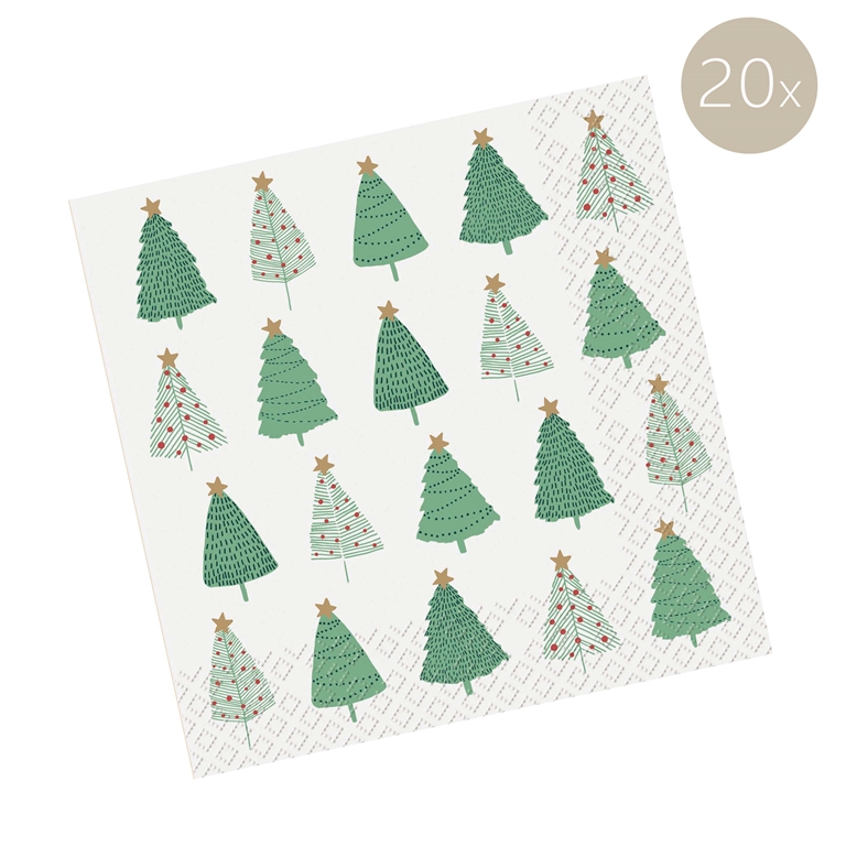 Dinner napkins with Xmas trees