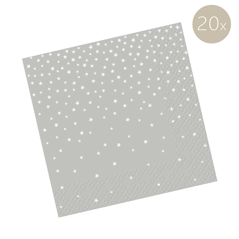 Dinner napkins gray with stars