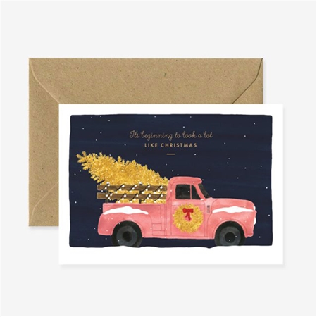 Gift card Christmas car with tree
