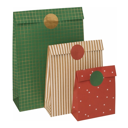 Set of paper bags in festive colors