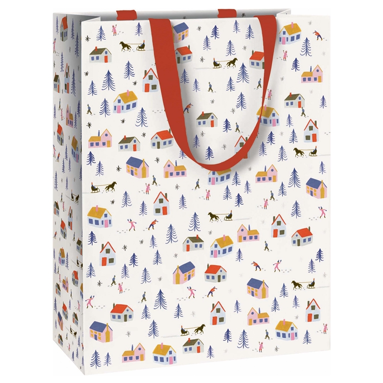 Large gift bag with winter village