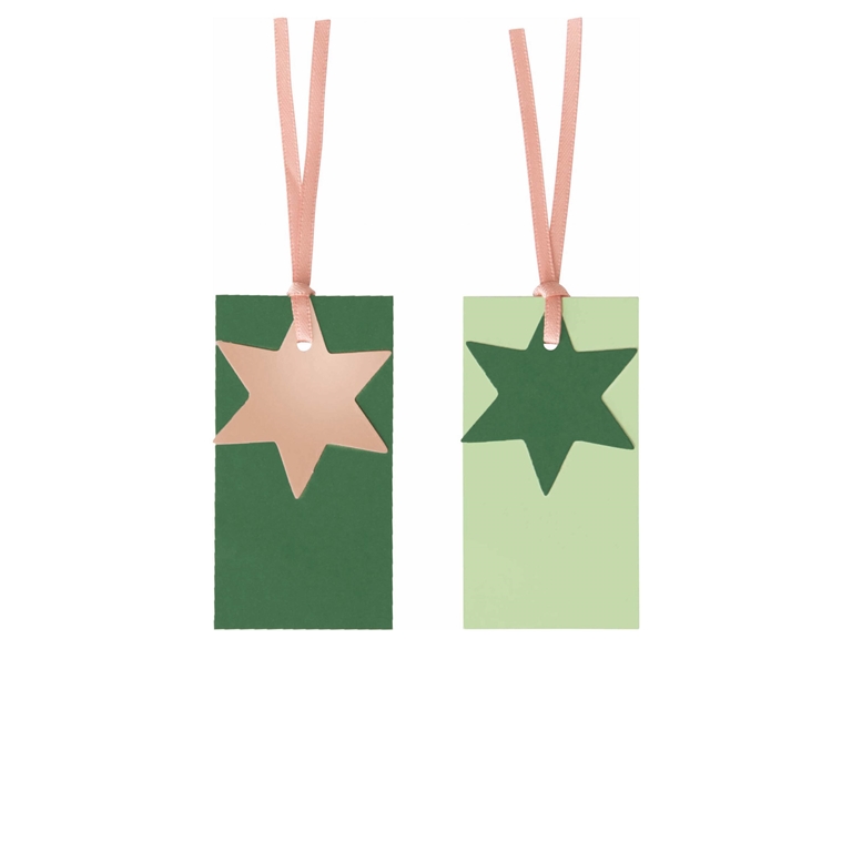 Green paper gift tags