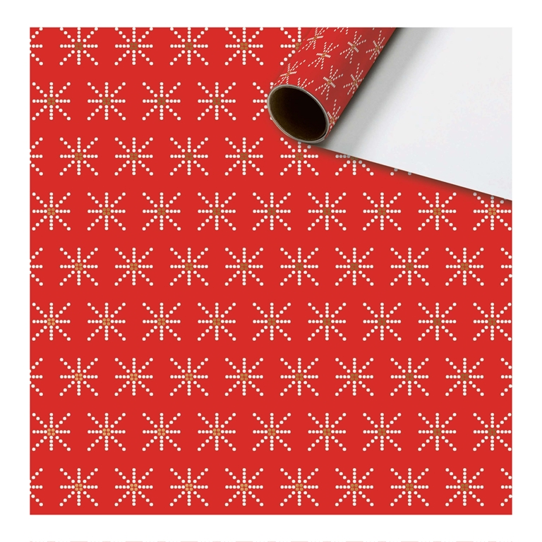 Wrapping paper red with snowflakes