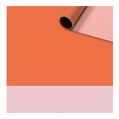 Gift wrapping paper orange with pink stripe